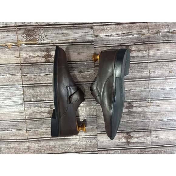 Bally Cabiri Calf Plain Leather Shoes color Moka Sz 9 F made in Italy - Picture 4 of 10